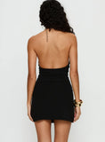 Quenbie Hardware Halter Mini Dress Black