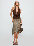 Diora Asymmetrical Midi Skirt Animal Print