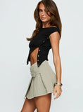 Zeina Cargo Pleat Mini Skirt Washed Green