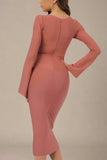 Jules Long Sleeve Midi Bandage Dress Watermelon Pink