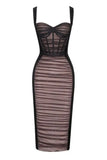 Marilyn Bodycon Wrap Midi Dress Classic Black