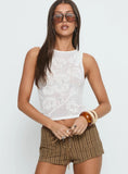 Cypressa Crochet Boat Neck Top Antique White