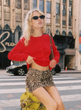 Nickei Denim Mini Skirt Leopard Petite