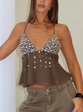 Vinton Button Detail Cami Top Mocha