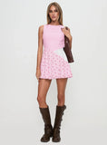 Kandie Patchwork Mini Dress Pink Multi Petite