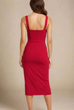 Heidi Bandage Midi Dress Red Wine