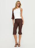 Giorgie Belted Capri Pant Chocolate Brown