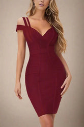 Sia Bandage Dress Red Wine Sale