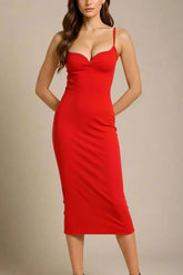 Blanche Bandage Midi Dress Lipstick Red