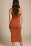 Molly Bandage Midi Dress Tan Brown Sale