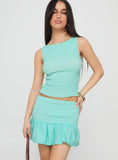 Rosamarie Shirred Mini Skirt Aqua