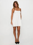 Daisy Chains Broderie Halter Mini Dress White
