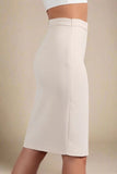 Pencil High Waist Bandage Knee Length Skirt Cream