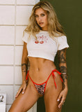 Beasley Tie Side Bikini Bottoms Red Leopard
