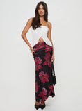 Cooperi Maxi Skirt Black Red Floral