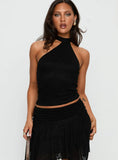 Raeann Scarf Detail One Shoulder Top Black