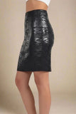 High Waist Metallic Leather Mini Skirt Classic Black