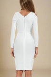 Coco Long Sleeve Bandage Dress White Pearl Sale