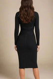 Jane Long Sleeve Bodycon Midi Dress Classic Black