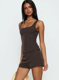 Party Invitations Tailored Shorts Brown Pinstripe