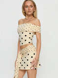Porzia Wrap Detail Mini Skirt Cream Polka Dot