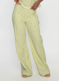 With Pleasure Tie Side Pant Green Blue Stripe