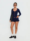 Ceria Frill Knit Shorts Navy
