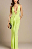 Bella Bodycon Wrap Maxi Dress Neon Green