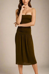 North Bodycon Wrap Midi Dress Chocolate Brown Sale