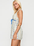Jasmynne Halter Mini Dress White Blue