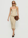 Sydni Midi Bias Cut Skirt Yellow Chocolate Polka