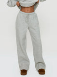 Princess Polly Wide Leg Track Pant Bubble Text Grey Marle Green