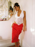 Hayze Maxi Skirt Red White Polka