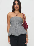 Selenea Bubble Hem Top Black White
