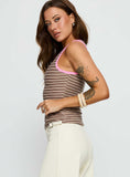 Elizebeth Contrast Trim Tank Top Multi Stripe