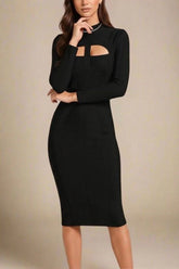 Brooke Long Sleeve Bandage Midi Dress Classic Black