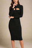 Brooke Long Sleeve Bandage Midi Dress Classic Black