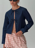 Never Alone Tie Detail Jacket Denim
