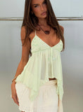 Wistie Asymmetrical Beaded Top Green