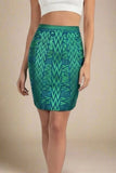 High Waist Metallic Leather Mini Skirt Emerald Green