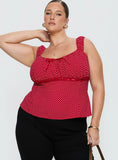 Garconne Top Red Polka Curve