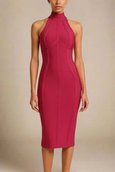 Lea Bandage Midi Dress Red Wine
