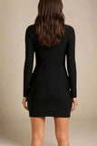 Sofie Bodycon Long Sleeve Mini Dress Classic Black