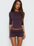 Daily Define Ruched Tie Side Micro Shorts Aubergine