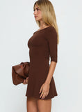 Silver Lake 3 4 Sleeve Mini Dress Chocolate