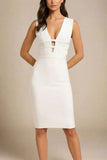 Bay Bandage Dress White Pearl