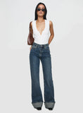 Florida Keys Mid Rise Straight Leg Cuffed Jeans Mid Blue