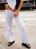 Collied Low Rise Pants Blue White Stripe