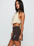 Lonely Hearts Mini Skirt Brown