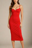 Blanche Bandage Midi Dress Lipstick Red